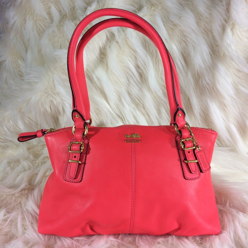 Coach Hot Flamingo Pink Orange Tropical Shoulder Mini Bag Purse Miami Florida
